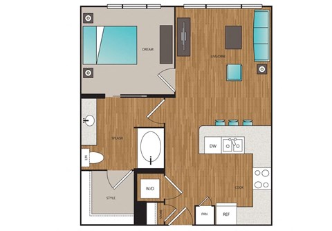 Main Street Flats 1x1 R Floor Plan